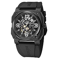 Infantry Mens Skeleton Automatic Mechanical Watch, 100M Waterproof Wrist Watches for Men, Casual Outdoor Sport Wristwatch with Rubber Band