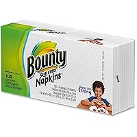 Bounty Quilted Napkins. Single Ply. 12 Inch by 12 Inch. 500 Pack (5 x Packs of 100)