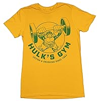 Hulk Incredible Mens T-Shirt - Hulk's Gym Lifting and Crushing Since 1962 (Small) Yellow