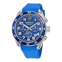 Nautica Men's NAPKBS225 Key Biscane Grey/Blue/Blue Silicone Strap Watch