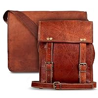 RUSTIC TOWN Retro Style Leather Satchel bag and Samll Satchel bag for Work, Office & School (Brown)