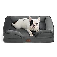 Bedsure Orthopedic Dog Bed for Medium Dogs - Sofa Bed Medium, Supportive Foam Pet Couch with Removable Washable Cover, Waterproof Lining and Nonskid Bottom, Dark Grey