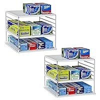 2 PACK Cabinet Organizer for Foil and Plastic Wrap- Divided Compartment Holder for Kitchen Bag- Upgraded Kitchen&Counter &Pantry Organizers and Storage(White&Gray)