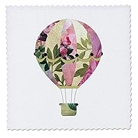 3dRose 8x8 inch Quilt Square, Pretty Floral Collage Patterned Hot Air Balloon Il