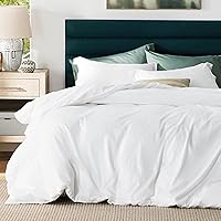 Bedsure Cooling Duvet Cover King Size - Silky and Breathable Eucalyptus Lyocell Cotton Hybrid Comforter Cover Set for Hot Sleeper - Hypoallergenic and Moisture Wicking Cooling Bedding, Bright White