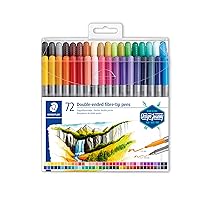 STAEDTLER 3200 TB72 Design Journey Double-Ended Fibre-Tip Pens with Two Nibs - Narrow and Wide, Pack of 72