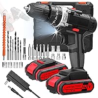 Electric Drill Household 3in1 Multifuctional Electric Drill Handheld Lithium Screwdriver 21V Impact Drill Brushed Motor 2 Speeds Control Stepless Speed Regulation Rotation Ways Adjustment 25 G.