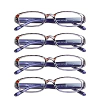 VisionGlobal 4 Pairs/5 Pairs Reading Glasses with Spring Hinge, Blue Light Blocking Glasses for Women/Men