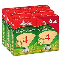 Melitta #4 Cone Coffee Filters, Unbleached Natural Brown, 100 Count (Pack of 6) 600 Total Filters Count - Packaging May Vary