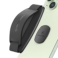 Sinjimoru Detachable Phone Grip Kickstand for Wireless Charging Compatible Phone Finger Holder for iPhone & Smartphones. Sinji Mount S-Grip Black