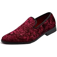 SPT03 Men's Vintage Plain Velvet Dress Loafers Slip On Shoes Classic Tuxedo Dress Shoes