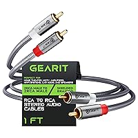 GearIT RCA Cable (1FT) 2RCA Male to 2RCA Male Stereo Audio Cables Shielded Braided RCA Stereo Cable for Home Theater, HDTV, Amplifiers, Hi-Fi Systems, Car Audio, Speakers, 1 Feet