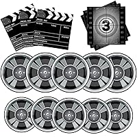Movie Theater Party Supplies - 60Pcs Movie Birthday Party Tableware Paper Plate,Napkins Home Movie Birthday Tbale Decorations for Movie Theater,Awards Ceremony Party Supplies