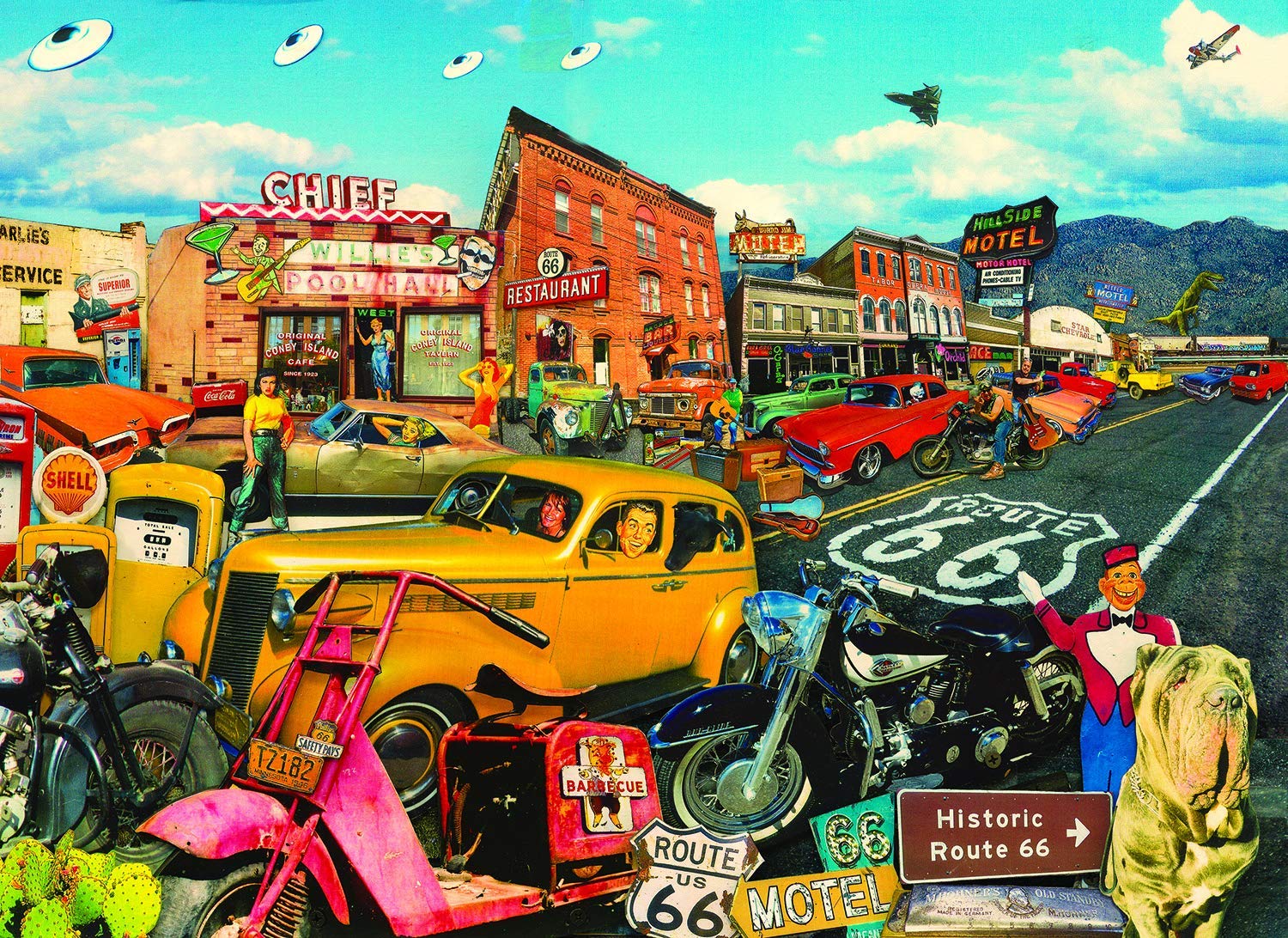 SUNSOUT INC - Willie's Pool Hall - 500 pc Large Pieces Jigsaw Puzzle by Artist: John Roy - Finished Size 19.25