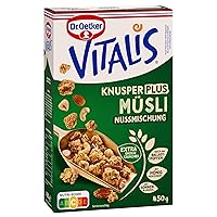 Dr. Oetker Vitalis KnusperPlus Nut Mix: Crispy Muesli with a Selection of Exquisite Nuts, Pack of 3, (3 x 450g)