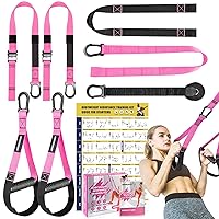 Home Resistance Training Kit, Pink Resistance Trainer Exercise Straps with Handles and Door Anchor for Home Gym, Bodyweight Resistance Workout Straps for Indoor & Outdoor(Pink)
