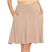 STRETCH IS COMFORT Women's and Plus Knee Length and MIDI A-Line Skirt w/Pockets