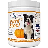Vital Planet - Firm Stool – Dog Stool Hardener, Eliminates Diarrhea and Gas - Pumpkin, Probiotics and Prebiotics for Healthy Digestion, Fiber for Firmer Stools and Regularity - 111 Grams 30 Servings