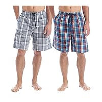 Hanes Men's 2-Pack Plaid Sleep Shorts Gray Plaid/Red Plaid Medium