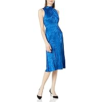 Donna Morgan Women's Sleeveless Jacquard Tie-Halter Midi Dress, Cobalt, 10