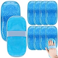 10 Pcs Ice Pack, Hot and Cold Pack, Cold Pack, Gel Beads Ice Bag with Strap, Reusable Compress for Injuries Breastfeed Tired Eyes Headaches Wisdom Teeth Body Pain Relief 7.48''x3.74'', Blue