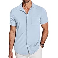 COOFANDY Men's Short Sleeve Wrinkle Free Knit Polo Shirt Causal Button Down Summer Camp Beach Shirts