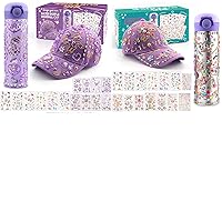Crafts for Kids, Decorate Your Own Water Bottle Baseball Cap with 28 Sheets of Unicorn Stickers & Glitter Gems