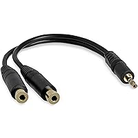 StarTech.com 6 in. 3.5mm Audio Splitter Cable - Stereo Splitter Cable - Gold Terminals - 3.5mm Male to 2x 3.5mm Female - Headphone Splitter (MUY1MFF),Black