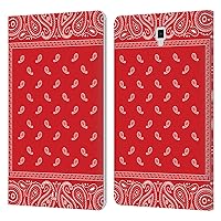 Head Case Designs Square Red Classic Paisley Bandana Leather Book Wallet Case Cover Compatible with Galaxy Tab S4 10.5 (2018)