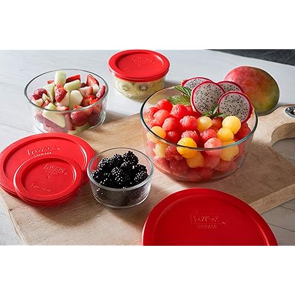 Pyrex Simply Store 16-Pc Glass Food Storage Container Set with Lid, 7-Cup, 4-Cup, 2-Cup & 1-Cup Round Meal Prep Containers with Lid, BPA-Free Lid, Dishwasher, Microwave and Freezer Safe, Variety Pack