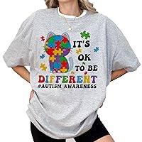 DuminApparel Autism Awareness Day It's OK to Be Different Colorful Cat T-Shirt