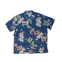 Men's Hawaiiana Islands Hawaiian Aloha Vintage Rayon Shirt in Blue - M