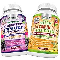 FRESH HEALTHCARE Elderberry Immune Support and Vitamin D3 10,000 IU - Bundle