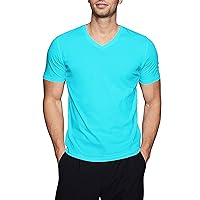 Mens Active V Neck T-Shirts Gym Workout Dance Slim Fit Shirts