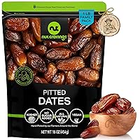 Nut Cravings Dry Fruits - Sun Dried Deglet Noor Dates Pitted, No Sugar Added (16oz - 1 LB) Packed Fresh in Resealable Bag - Sweet Snack, Healthy Food, All Natural, Vegan, Kosher Certified