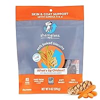 Shameless Pets Soft-Baked Dog Treats, What's Up Chicken - Natural & Healthy Dog Chews for Skin & Coat Support with Omega 3 & 6 - Dog Biscuits Baked & Made in USA, Free from Grain, Corn & Soy - 1-Pack