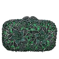 Double Flowers Women Crystal Clutch Evening Bags Wedding Party Rhinestones Handbags and Purses