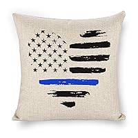Love Blue Line USA Flag Heart Linen Pillow Case Pattern Print Pillow Cover Zippered Cushion Covers for Sofa Bed 18