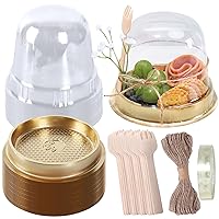 50 Sets Disposable Individual Charcuterie Cup Set Clear Plastic Cupcake Container with Mini Wooden Spork Rope for Dessert Display Charcuterie Grazing Table Catered Event Wedding