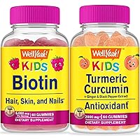 Biotin Kids + Turmeric Curcumin Kids, Gummies Bundle - Great Tasting, Vitamin Supplement, Gluten Free, GMO Free, Chewable Gummy