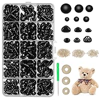 Maine 566PCS Safety Eyes for Crocheting,5-15mm Amigurumi Eyes with Noses, Crochet Eyes with Washers for Crochet Animals, Black Plastic Craft Eyes for Teddy Bear(Black)