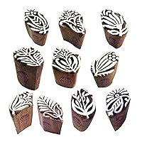 Clay Printing Stamps Decorative Small Floral Design Wood Blocks (Set of 10)