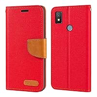 for Cricket Icon 4 Case, Oxford Leather Wallet Case with Soft TPU Back Cover Magnet Flip Case for Cricket Icon 4 (6.5”) Red