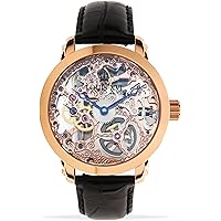 Louis XVI Versailles Men's Watch Rose Gold Hand Winding Automatic Skeleton Analogue Genuine Leather Black 333
