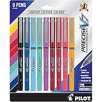Precise V7, Capped Liquid Ink Rolling Ball Pens, Fine Point 0.7 mm, Limited Edition Assorted Colors, Pack of 9