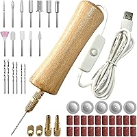Electric Resin Jewelry Drill Set,50Pcs Wooden Body Hand Drill Resin Supplies,Multi-Purpose Power Small Hand Drill for Drilling,Sanding,Polishing,Cutting,Engraving,Jewelry Making,DIY Resin Crafts