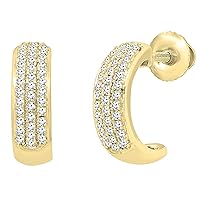 0.20 Carat (ctw) Round Diamond Ladies Huggies Hoop Earrings 1/5 CT, 14K Gold