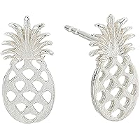 Alex and Ani Women's Pineapple Earrings, Sterling Silver, One Size