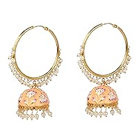 Ethnic Fabulous Style Apricot Indian Earrings Partywear Traditional Jewelry