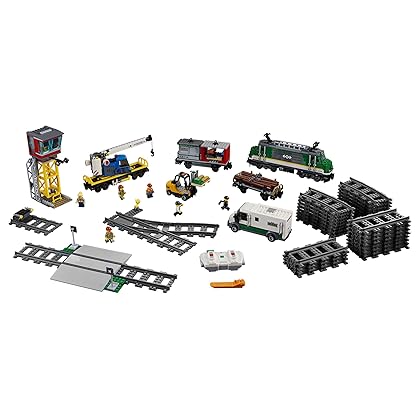 LEGO City Cargo Train 60198 Remote Control Train Building Set with Tracks for Kids, Top Present for Boys and Girls (1226 Pieces)